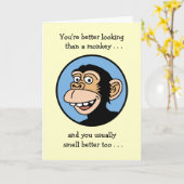 Carte Joyeux anniversaire : Singe caricaturale (Fleur jaune)