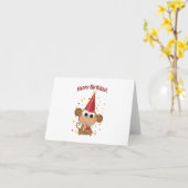 Carte Joyeux anniversaire ! Singe Confetti (Fleur jaune)
