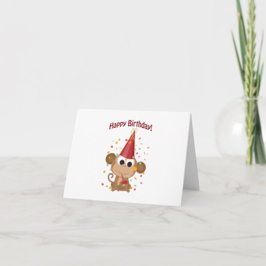 Carte Joyeux anniversaire ! Singe Confetti (Devant)
