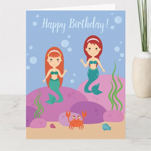 Carte Joyeux anniversaire sirènes filles sous l'eau (Devant)