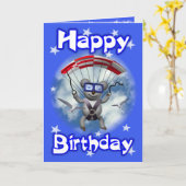 Carte Joyeux anniversaire Sky Diving Koala (Fleur jaune)