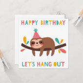 Carte Joyeux anniversaire Sloth (Devant/Arrière en situation)