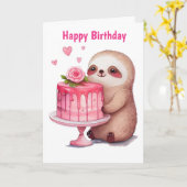 Carte Joyeux anniversaire Sloth (Fleur jaune)