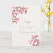 Carte Joyeux anniversaire Sobriété 10 ans Fleurs roses (Fleur jaune)