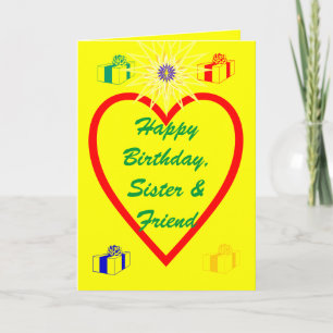 Carte Joyeux anniversaire, soeur et ami