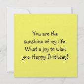 Carte Joyeux anniversaire, soleil ! (Dos)