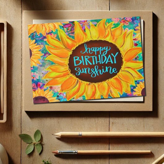 Carte Joyeux Anniversaire soleil Belle tendance jolie