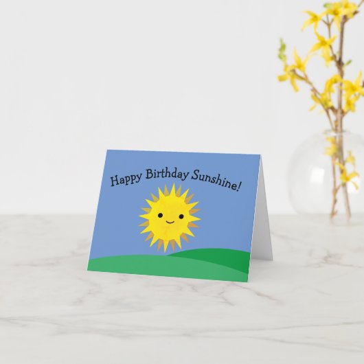 Carte Joyeux Anniversaire Soleil Cute Sourire (Fleur jaune)