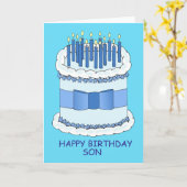 Carte Joyeux anniversaire Son Cartoon gâteau et bougies (Fleur jaune)