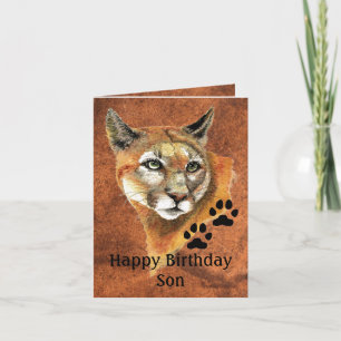 Carte Joyeux Anniversaire Son Cougar, Puma, Mountain Lio