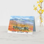 Carte Joyeux anniversaire Son Desert Mountain Cows (Fleur jaune)