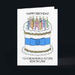 Carte Joyeux anniversaire Son futur droit<br><div class="desc">Illustration d'un gâteau blanc recouvert de bougies allumées et accompagné des mots "Joyeux anniversaire à un beau futur gendre".</div>