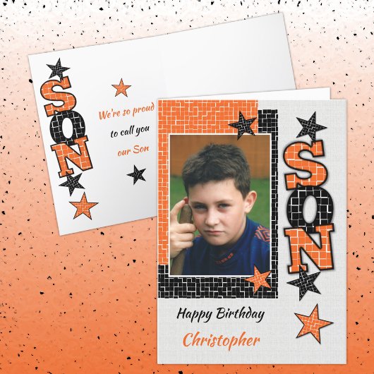 Carte Joyeux anniversaire Son orange et noir photo