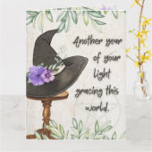 Carte Joyeux anniversaire, sorcière ! (Fleur jaune)