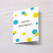 Carte Joyeux Anniversaire Souriant Visages Bleu Jaune