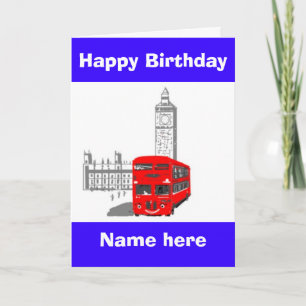 Carte Joyeux anniversaire, Sourire Londres Bus ajouter n