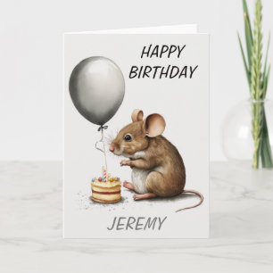 Carte Joyeux Anniversaire Souris Mignonne Personnalisé