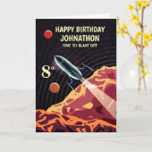Carte Joyeux anniversaire Space Rocket Enfants Personnal (Fleur jaune)