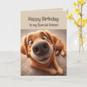 Carte Joyeux Anniversaire Spécial Ami Fun Chien Silly (Fleur jaune)