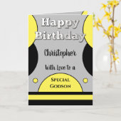 Carte Joyeux anniversaire spécial Godson gris et jaune (Fleur jaune)