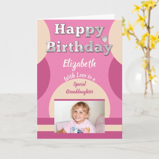 Carte Joyeux anniversaire spécial Grandgirl photo rose (Fleur jaune)