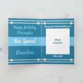Carte Joyeux anniversaire spécial Grandson photo bleue (Intérieur)