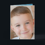 Carte Joyeux anniversaire spécial Grandson photo bleue<br><div class="desc">Remplacez la photo à l'avant.
Ajoutez votre message à l'intérieur.
Joyeux petit-fils spécial anniversaire.
A l'intérieur,  les couleurs sont bleu et blanc.</div>