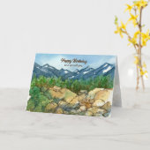 Carte Joyeux Anniversaire Spécial Guy Mountain Paysage (Fleur jaune)