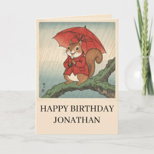 Carte Joyeux anniversaire Squirrel Matsumoto Hoji Style