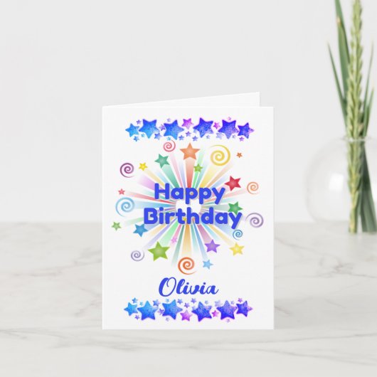 Carte Joyeux anniversaire Star Design Ajouter un nom (Devant)
