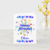 Carte Joyeux anniversaire Star Design Ajouter un nom (Fleur jaune)