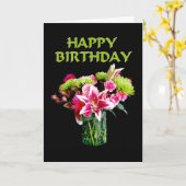 Carte Joyeux anniversaire, Stargazer Lily Bouquet (Fleur jaune)