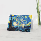 Carte Joyeux anniversaire, Starry Night art, (Devant)