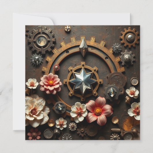 Carte Joyeux Anniversaire Steampunk thème (Devant)
