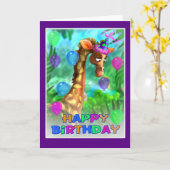 Carte Joyeux Anniversaire style jungle 005 (Fleur jaune)