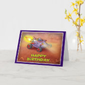 Carte Joyeux anniversaire Style spatial 003 (Fleur jaune)