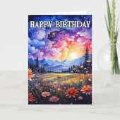 Carte Joyeux Anniversaire Sundown Paysage extérieur (Devant)
