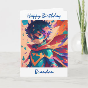 Carte Joyeux Anniversaire Superhero thème personnalisé