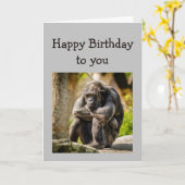 Carte Joyeux anniversaire sur la colline Drôle Sad Goril (Fleur jaune)