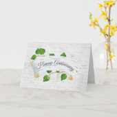 Carte Joyeux Anniversaire Sur Le Défilement De Birch Tre (Fleur jaune)