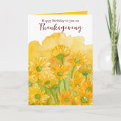 Carte Joyeux anniversaire sur Thanksgiving Yellow Aster  (Devant)