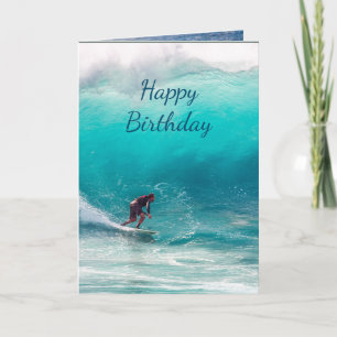 Carte Joyeux Anniversaire Surf Surfer Big Wave