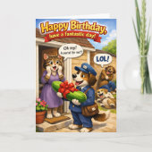 Carte Joyeux anniversaire, surprise, colis de concombre (Devant)