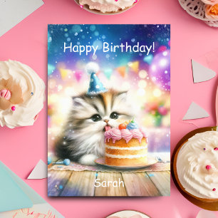 Carte Joyeux Anniversaire Sweet Kitty Avec Gâteau Person