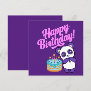 Carte Joyeux anniversaire Sweet Purple Panda
