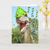 Carte Joyeux anniversaire T-Rex Dinosaur (Fleur jaune)