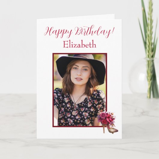 Carte Joyeux anniversaire talon haut photo (Devant)