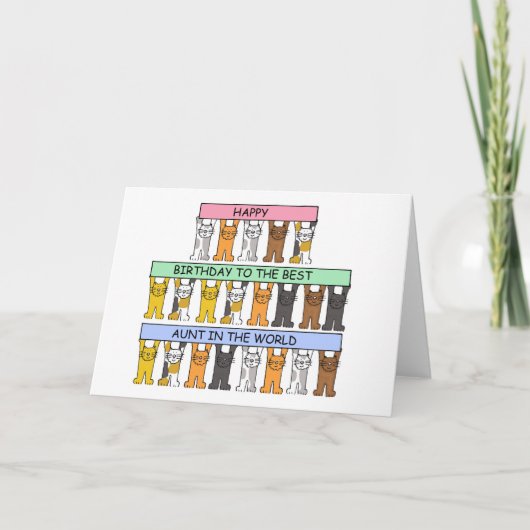Carte Joyeux Anniversaire Tante Cartoon Chats (Devant)