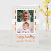 Carte Joyeux Anniversaire Tante gris et orange photo (Fleur jaune)