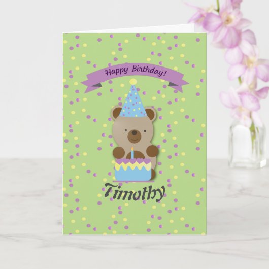 Carte Joyeux Anniversaire Teddy Bear (Orchidée)